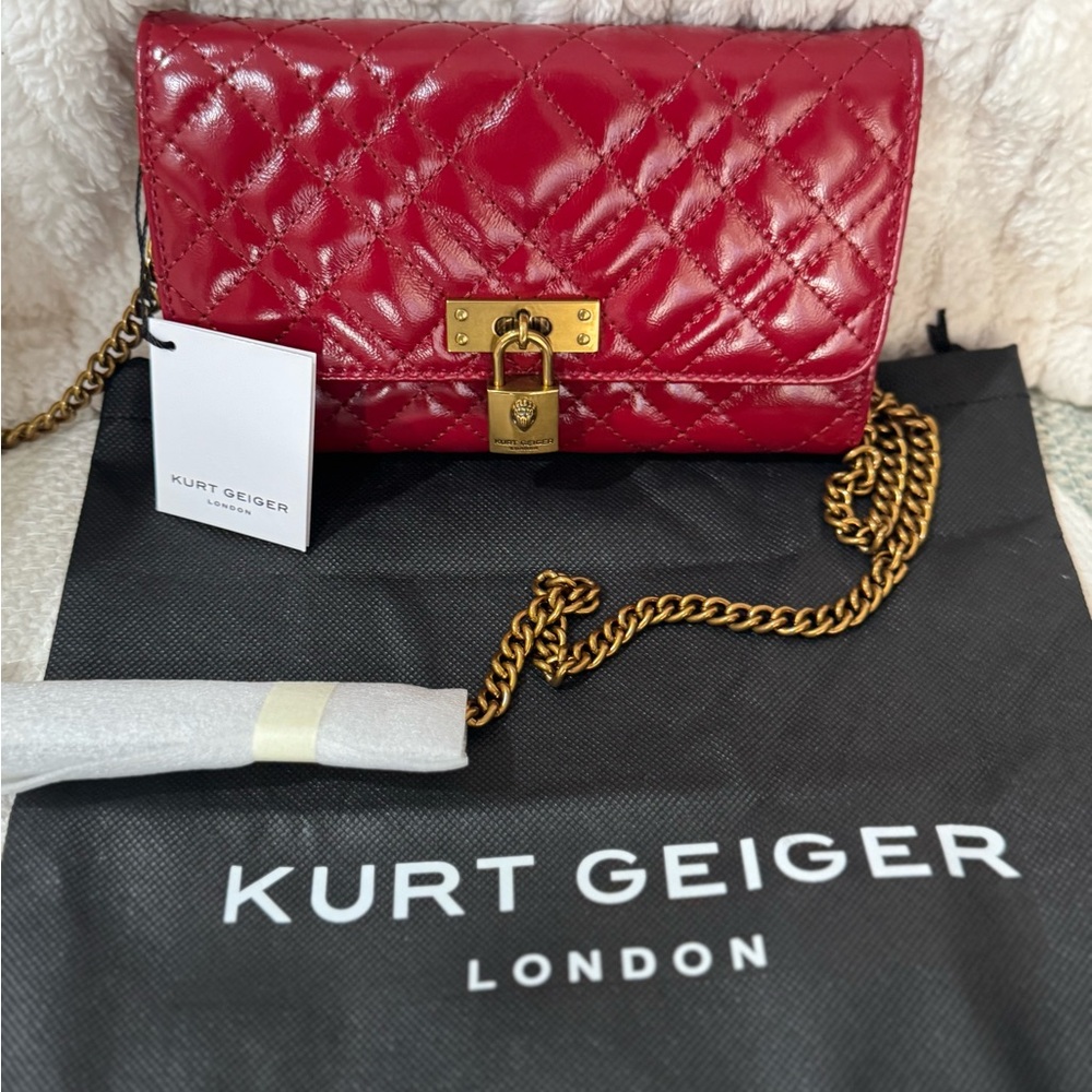 Kurt Geiger Glossy Red Quilted Clutch